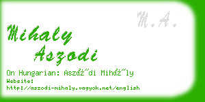 mihaly aszodi business card